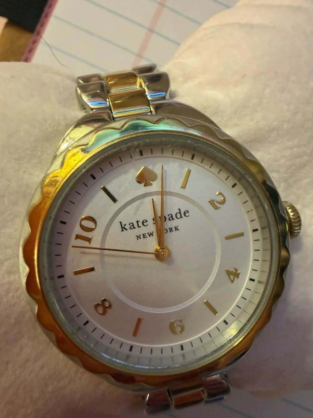 Kate Spade New York Two-Tone Gold & Silver Watch | Pink Dial | Extra Links + Box